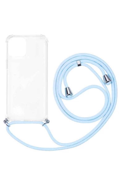 Oppo A54 Boyun Askılı Şeffaf Tank Kılıf Mavi ürün görseli 1