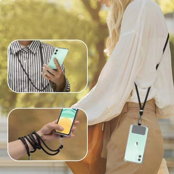 Xiaomi Redmi 9A İp Askılı Silikon Kılıf Siyah - 3