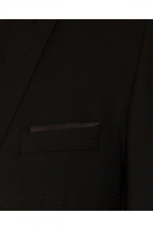 Yelekli Dar Kesim Siyah Desenli Takım Elbise - 4