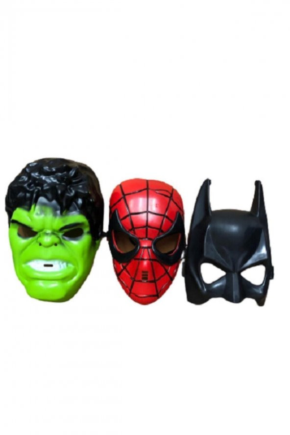 Spiderman Örümcek Adam Batman Hulk Maske 3 Lü Süper Set