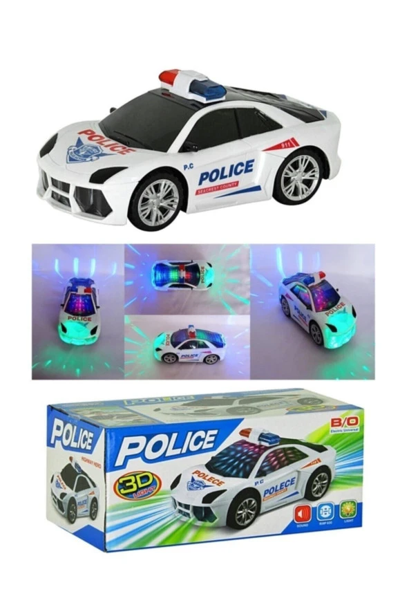Oyuncak Polis Arabası Pilli Çarptıkça Yön Değiştiren Işıklı Sesli Polis Arabası - 2
