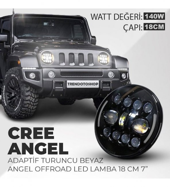 Off Road 18 cm Yuvarlak Led Far 15 Led 4x4 Motosiklet Uzun Kısa Işıklı