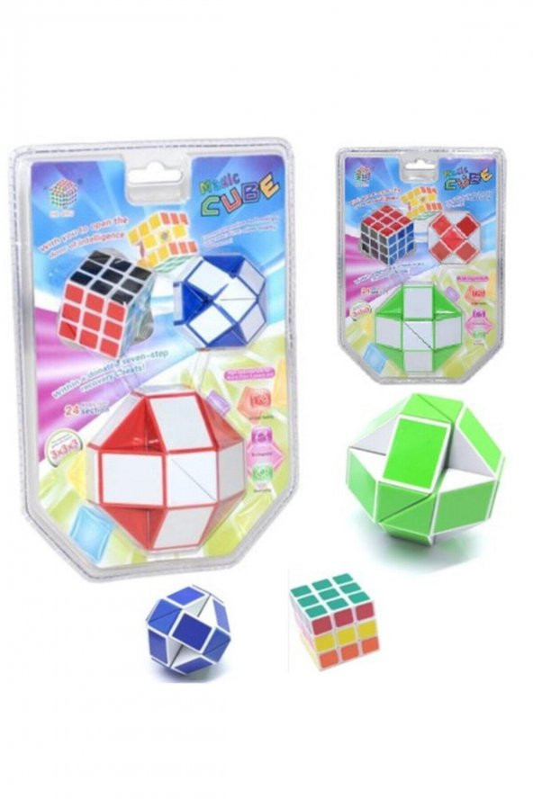 Şekilden Şekile Giren Sihirli Yılan Zeka Küpü Snake Magic Cube Rubik 3 Lü Set