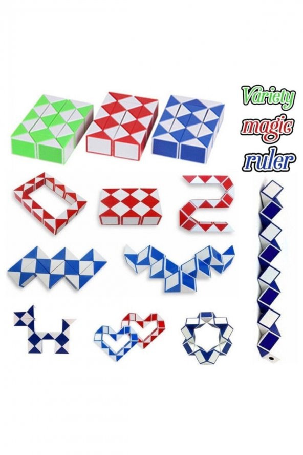 Şekilden Şekile Giren Sihirli Yılan Zeka Küpü Snake Magic Cube Rubik 3 Lü Set - 5