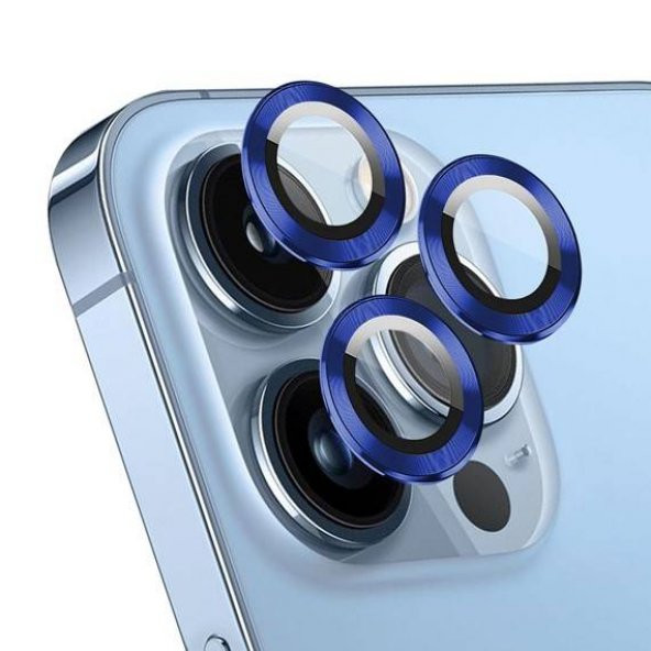 Apple iPhone 14 Pro 6.1'' Metal Çerçeveli Kamera Koruma Lensi Lacivert