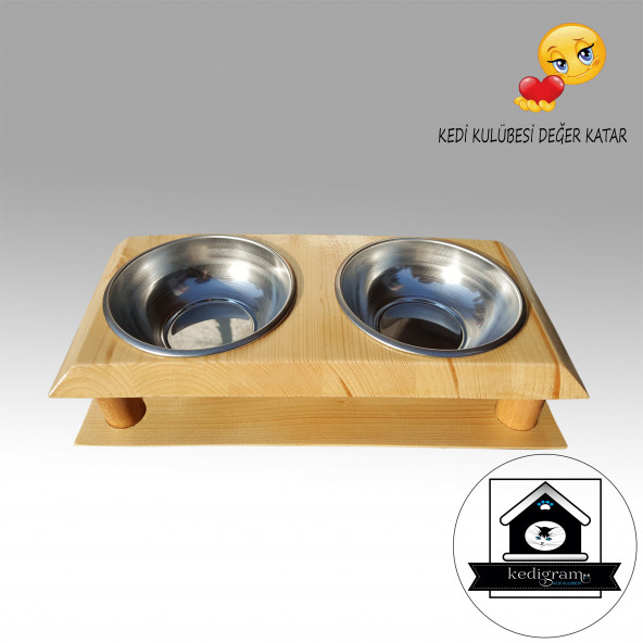Kedi Mama Kabı - Paslanmaz Kase Çelik - Köpek Kedi Mama Ve Su Kabı - Ahşap Mama Kabı - 5