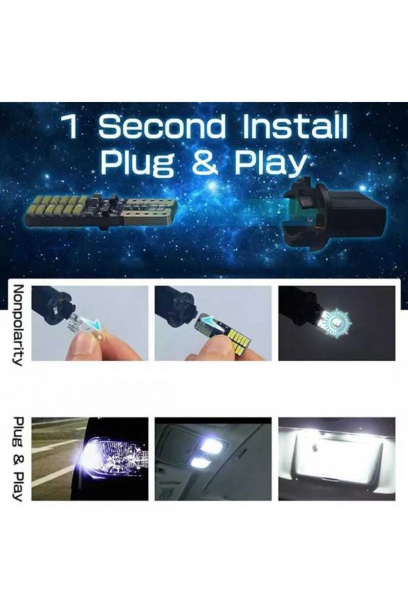 Mavi Renk 2 Adet 12v Uyumlu T10 Dipsiz Led CANBUSLÜ - 7