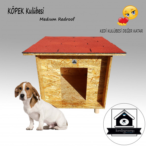 Köpek Kulübesi Redroof M - Kedi Köpek Kulübesi - - Shıngle Kaplamalı Ahşap Kulübe - 7
