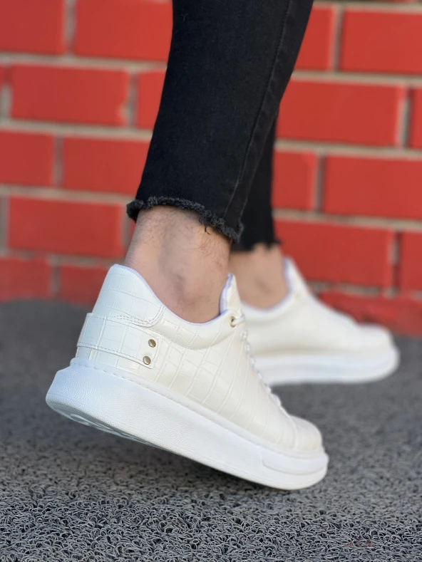 KB047 BEYAZ CROCODİLE Günlük Erkek  Ayakkabı - Resim 2