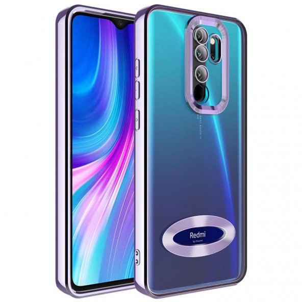 Xiaomi Redmi Note 8 Pro Kılıf Kamera Korumalı Logo Gösteren Şeffaf Kapak - 6