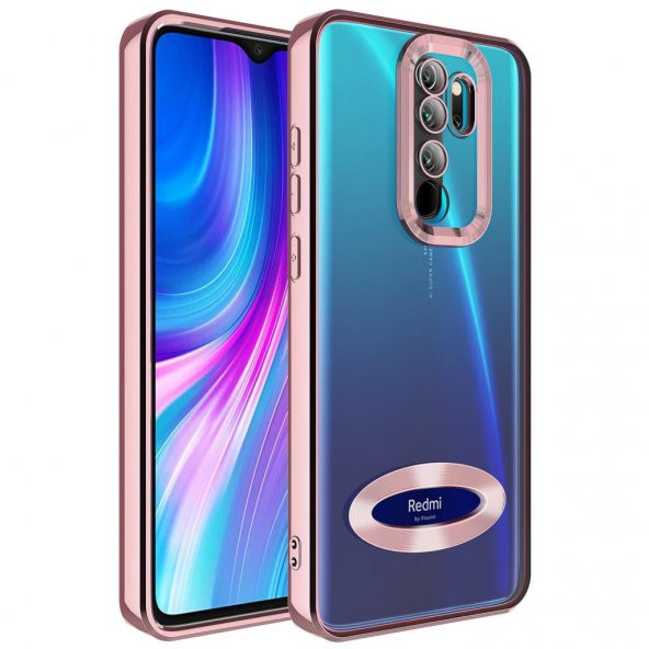 Xiaomi Redmi Note 8 Pro Kılıf Kamera Korumalı Logo Gösteren Şeffaf Kapak - 3