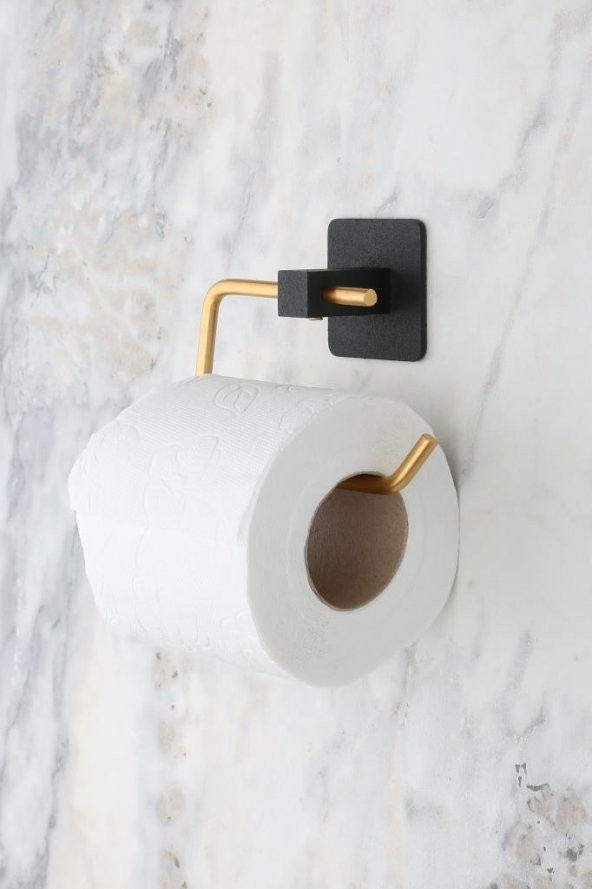 Yapışkanlı Altın Siyah Kare Açık Tuvalet Kağıtlığı Wc Kağıtlık Tuvalet Kağıdı Askısı - 2