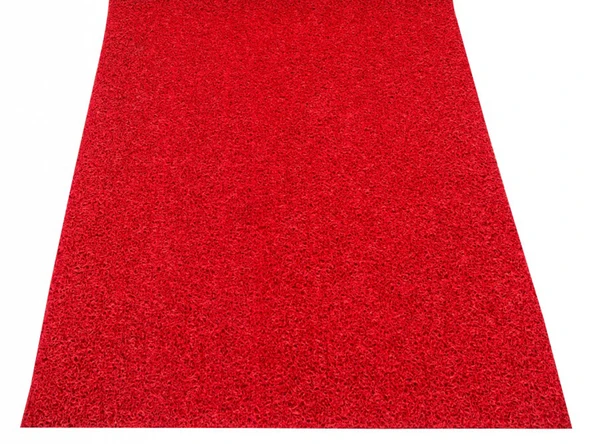COLOURMAT Kaydırmaz Kaymaz Yolluk Karmaşık Halı Kıvırcık Paspas 1,2mt (KIRMIZI)