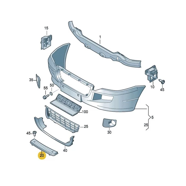 VW Crafter 2006-2016 Ön Tampon Orta Izgara Basamak 2E0807396 - 3
