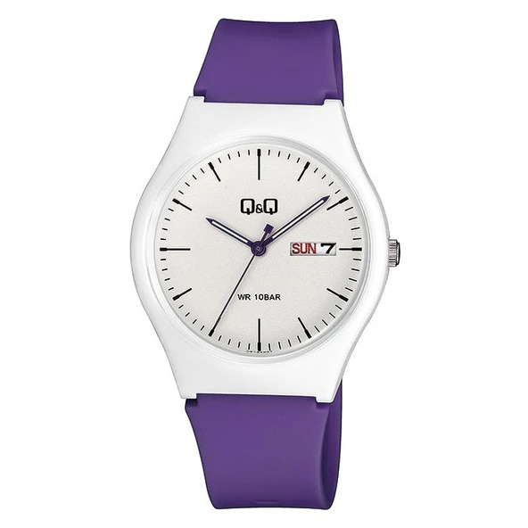 Q&Q A212J007Y Su Geçirmez Silikon Kordonlu Çift Takvimli Kol Saati - 2
