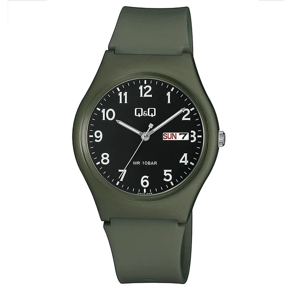Q&Q A212J008Y Su Geçirmez Silikon Kordonlu Çift Takvimli Kol Saati - 2