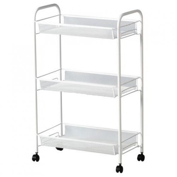 Servis Arabası 3 Katlı Metal Beyaz MeridyenDukkan 26x48x77 cm Banyo-Mutfak Düzenleyici Ünite
