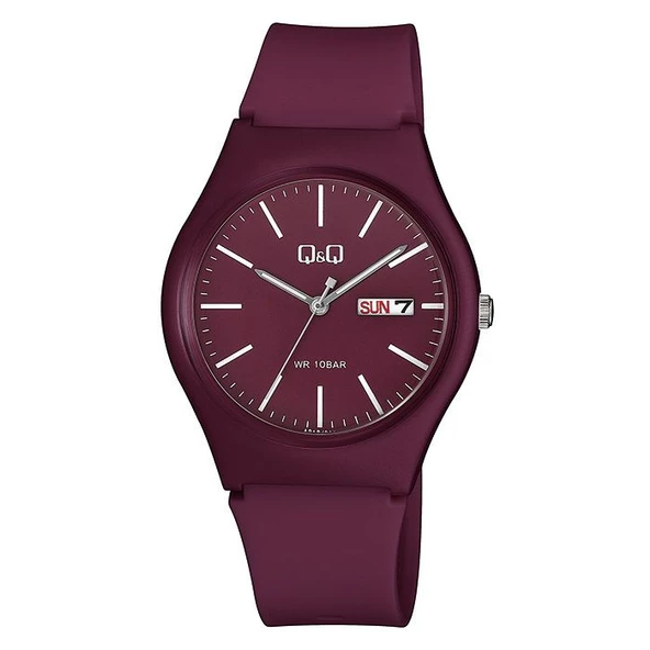 Q&Q A212J011Y Su Geçirmez Silikon Kordonlu Çift Takvimli Kol Saati - 2