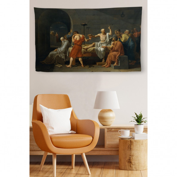 Duvar Örtüsü Baldıran Zehri Içen Sokrates Kaliteli Kanvas Duvar Halısı 100 x 65 cm