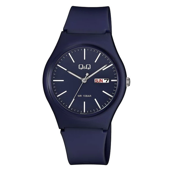 Q&Q A212J012Y Su Geçirmez Silikon Kordonlu Çift Takvimli Kol Saati - 2