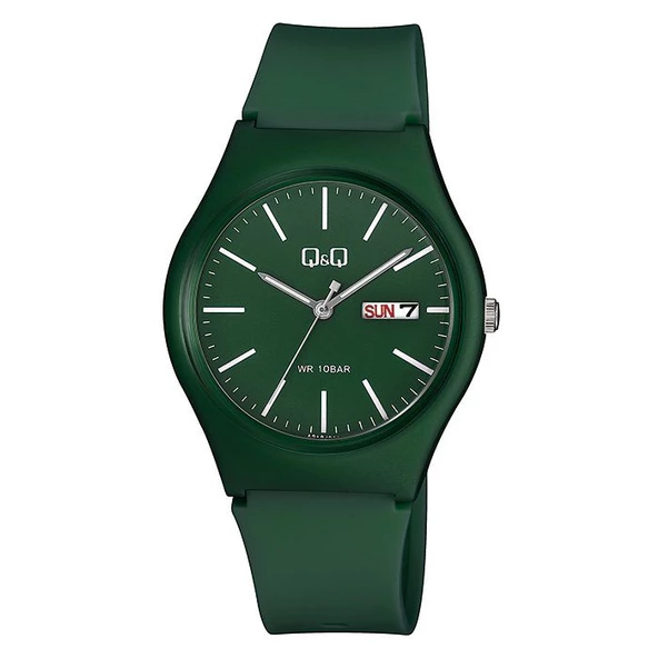 Q&Q A212J013Y Su Geçirmez Silikon Kordonlu Çift Takvimli Kol Saati - 2