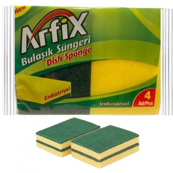 Arfix 4lü Endüstriyel Bulaşık Süngeri (11x15 cm.) x 60 Paket