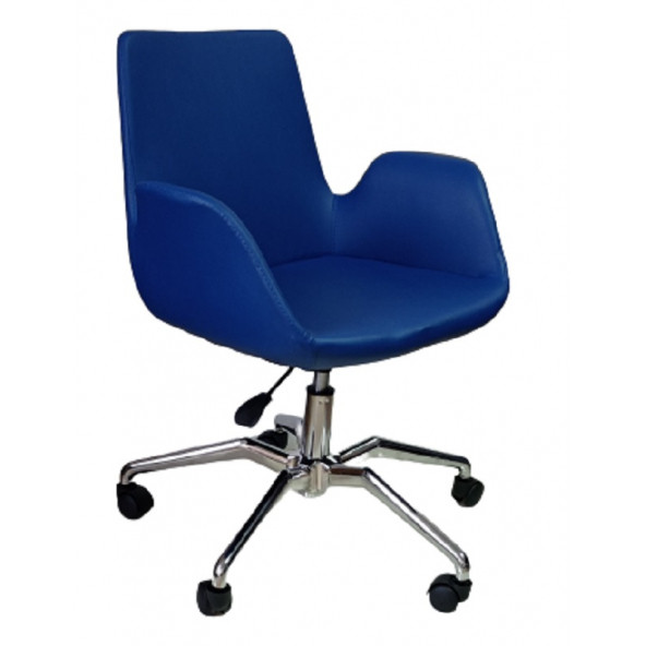 Bilgisayar Sandalyesi Örümcek Yıldız Ayaklı Mavi Suni Deri