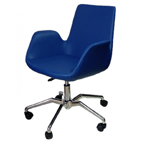 Bilgisayar Sandalyesi Örümcek Yıldız Ayaklı Mavi Suni Deri - 4