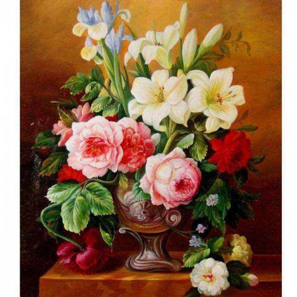 Canvas Çiçek Serisi 2 Sayılarla Boyama Seti  Rulo 70 x 90 cm