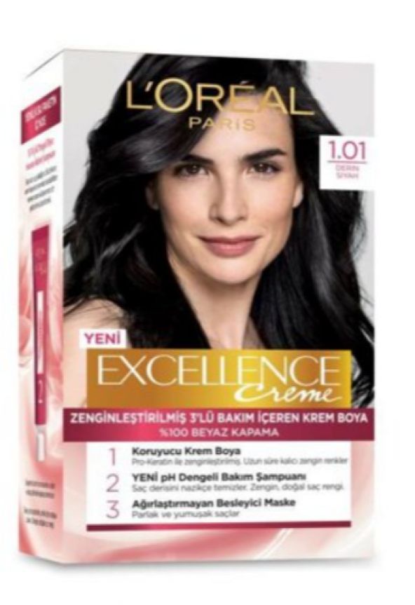 Loreal Excellence Creme 1.01 Derin Saf Siyah