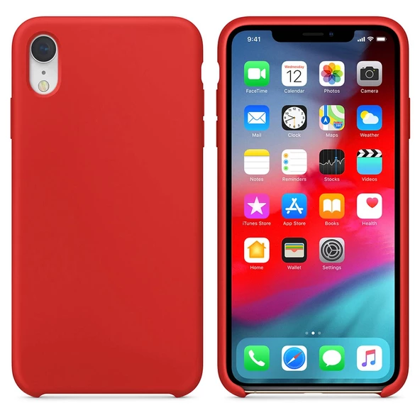 Apple iPhone XR Altı Açık Liquit Lansman Silikon Bayrak Kırmızısı
