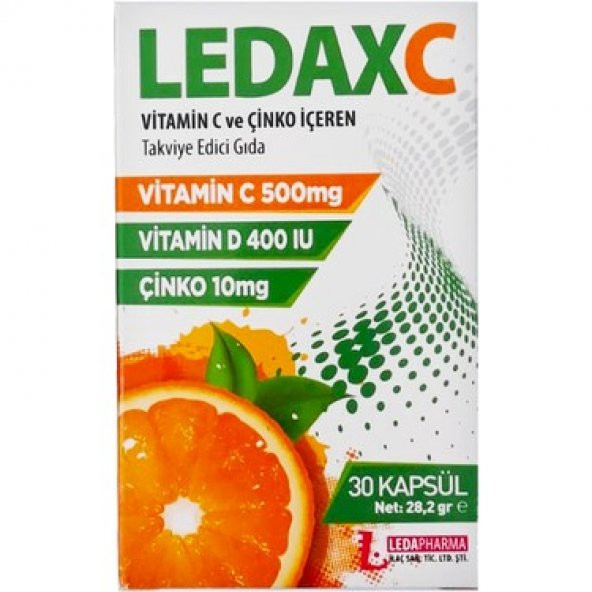 LedaxC Vitamin C Vitamin D ve Çinko İçeren 30 Kapsül