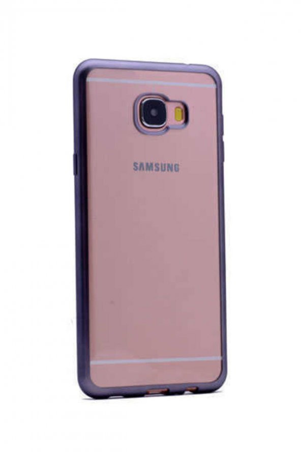 Samsung Galaxy C7 Parlak Lazer Silikon Kılıf Siyah