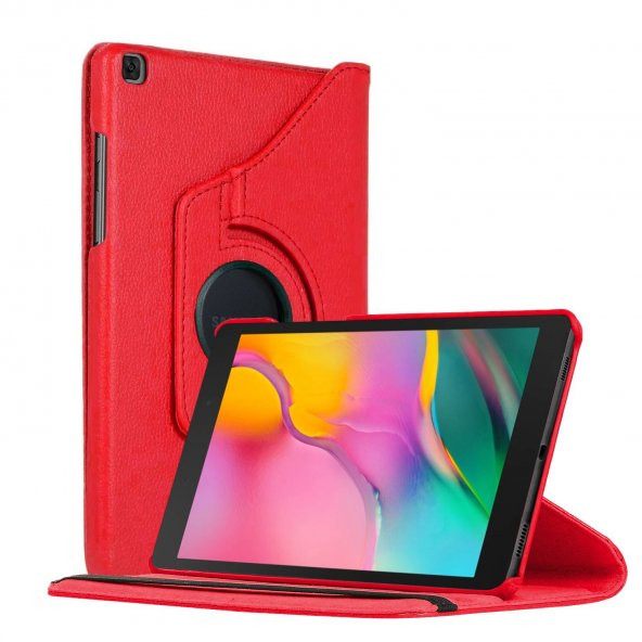 Samsung Galaxy Tab A 8" 2019 T290 Deri Kapaklı 360 Kılıf Kırmızı