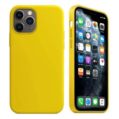 Apple iPhone 11 Pro Max İçi Kadife Silikon Kılıf Sarı