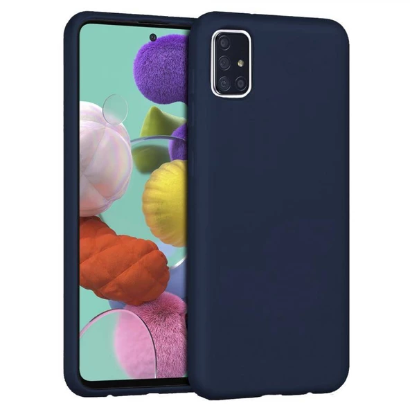 Samsung Galaxy A71 İçi Kadife Silikon Kılıf Lacivert