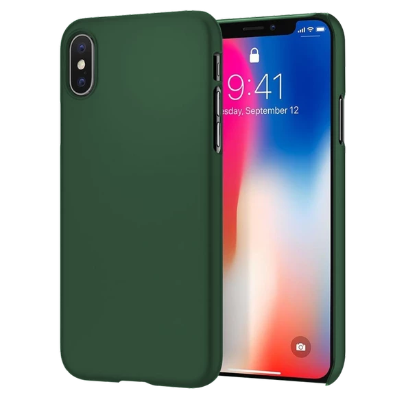 Apple iPhone XS İnce Mat Silikon Kılıf Haki
