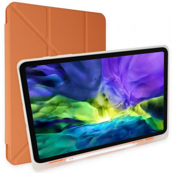 iPad Air 3 10.5 Kılıf Kalemlikli Mars Tablet Kılıfı - Turuncu