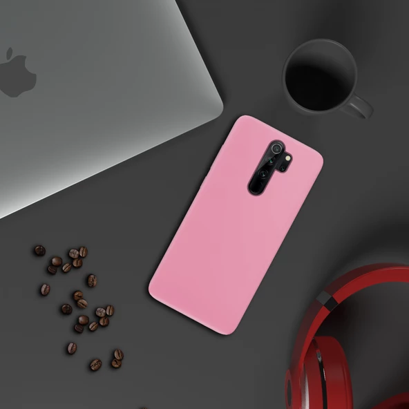 Xiaomi Redmi Note 8 Pro İnce Mat Silikon Kılıf Pembe - 3