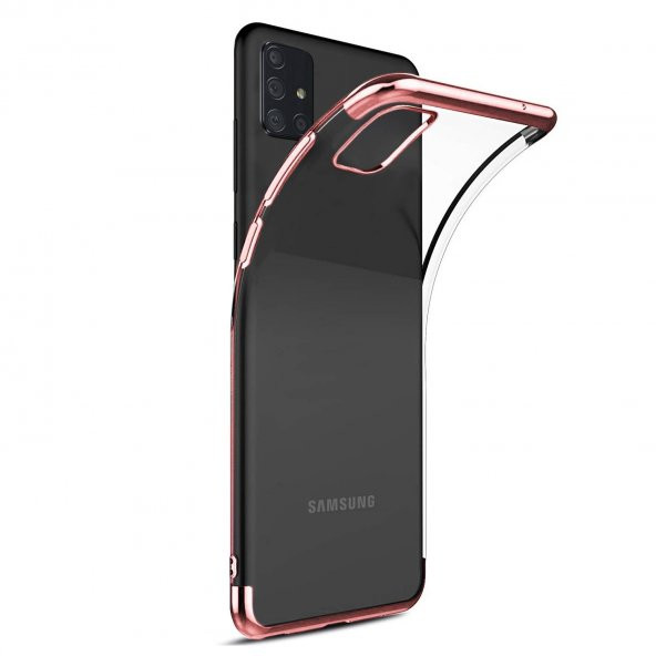 Samsung Galaxy A71 Parlak Lazer Silikon Kılıf Rose