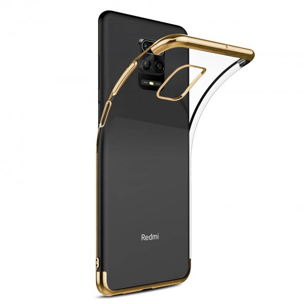 Xiaomi Redmi Note 9S Parlak Lazer Silikon Kılıf Gold