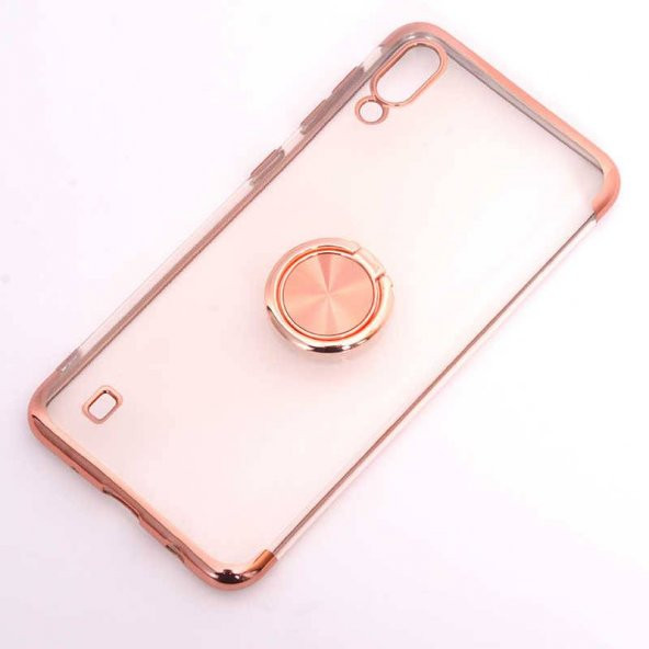 Samsung Galaxy M10 Platin Yüzüklü Silikon Kılıf Rose - 1