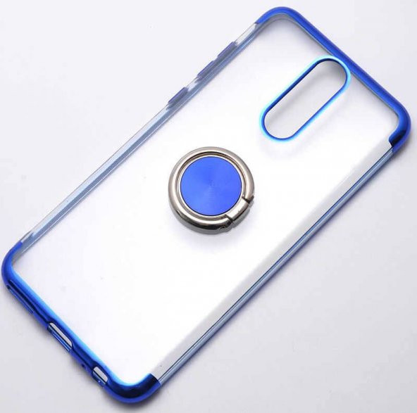 Huawei Mate 10 Lite Platin Yüzüklü Silikon Kılıf Mavi