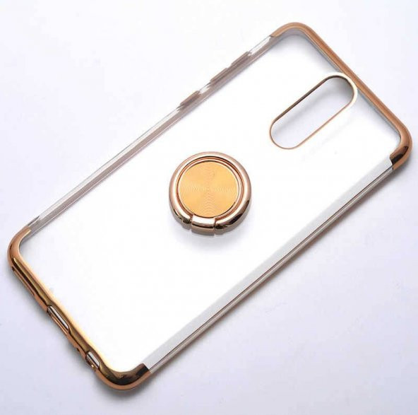 Huawei Mate 10 Lite Platin Yüzüklü Silikon Kılıf Gold