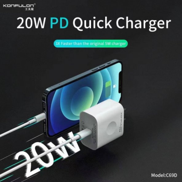 Yeni Nesil iPhone PD-Type-C 20W Şarj Cihazı Başlığı C69D - 2