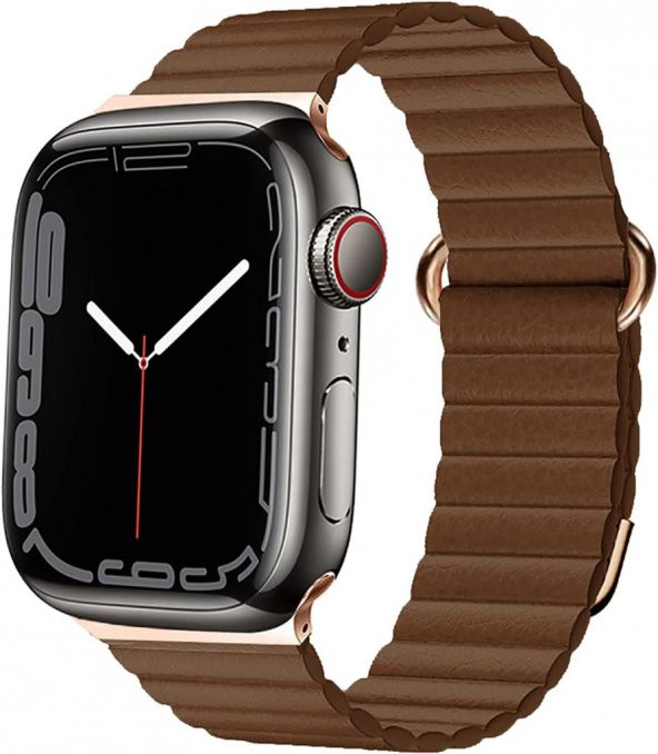 Apple Watch 8 Ultra 49mm Kordon Mıknatıslı Magnetik Deri Kordon - 5