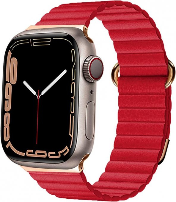 Apple Watch 8 Ultra 49mm Kordon Mıknatıslı Magnetik Deri Kordon - 6