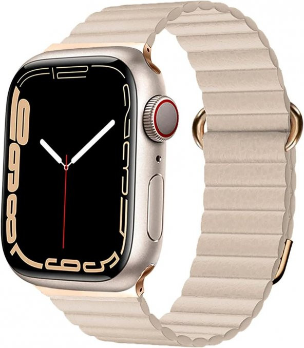 Apple Watch 8 Ultra 49mm Kordon Mıknatıslı Magnetik Deri Kordon - 9