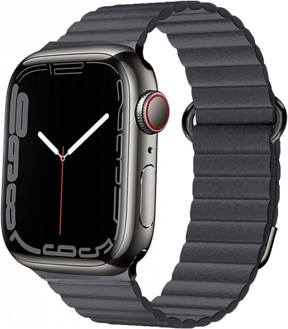 Apple Watch 8 Ultra 49mm Kordon Mıknatıslı Magnetik Deri Kordon - 12