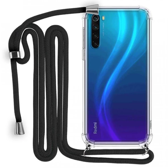 Xiaomi Redmi Note 8 Boyun Askılı Şeffaf Tank Kılıf
